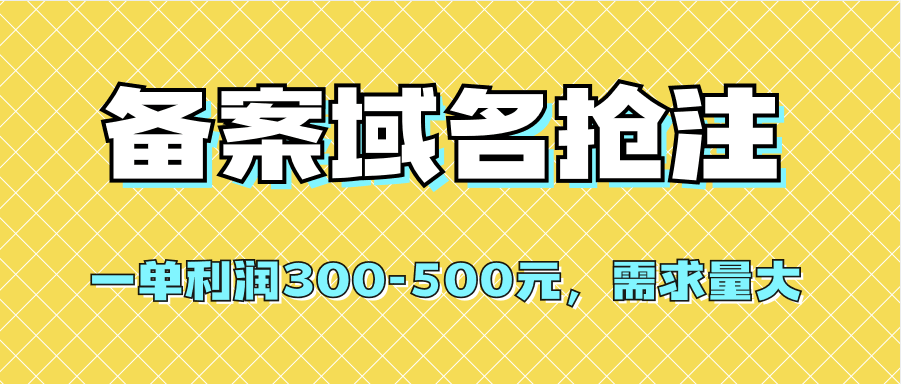 图片[1]-【全网首发】备案域名抢注，一单利润300-500元，需求量大-淘金部落