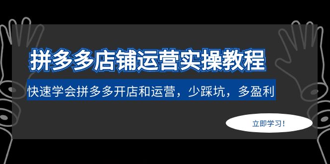 拼多多店铺运营实操教程：快速学会拼多多开店和运营，少踩坑，多盈利