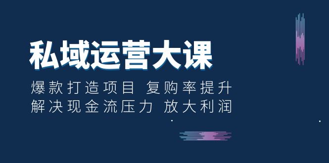 图片[1]-私域运营大课：爆款打造项目 复购率提升 解决现金流压力 放大利润-淘金部落