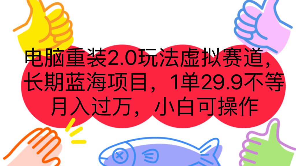 图片[1]-电脑重装2.0玩法虚拟赛道，长期蓝海项目 一单29.9不等 月入过万 小白可操作-淘金部落