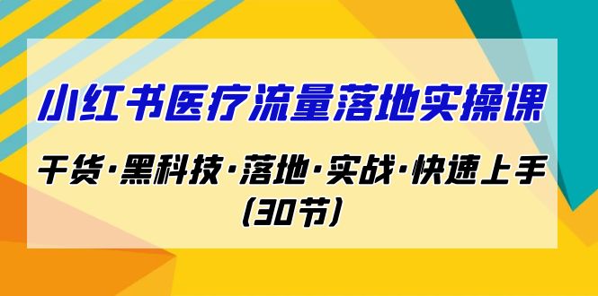 图片[1]-小红书·医疗流量落地实操课，干货·黑科技·落地·实战·快速上手（30节）-淘金部落