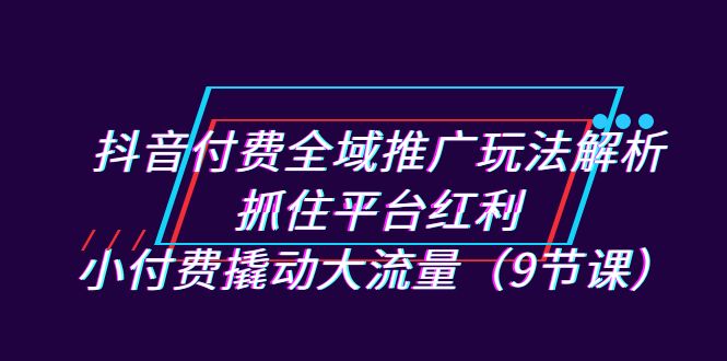 图片[1]-新抖音直播间推广实战指南：小费用大流量，抓住平台红利（9节课）-淘金部落