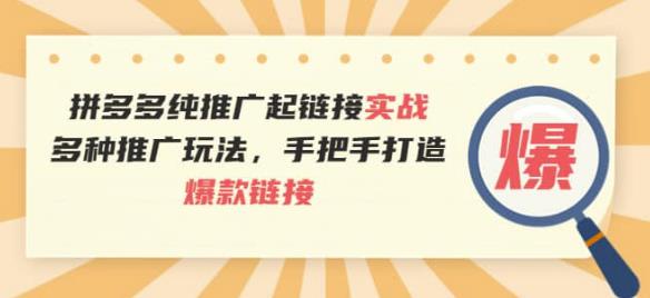 拼多多纯推广起链接实战：多种推广玩法，手把手打造爆款链接