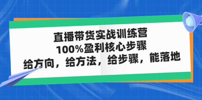 直播带货实战训练营：100%盈利核心步骤，给方向，给方法，给步骤，能落地