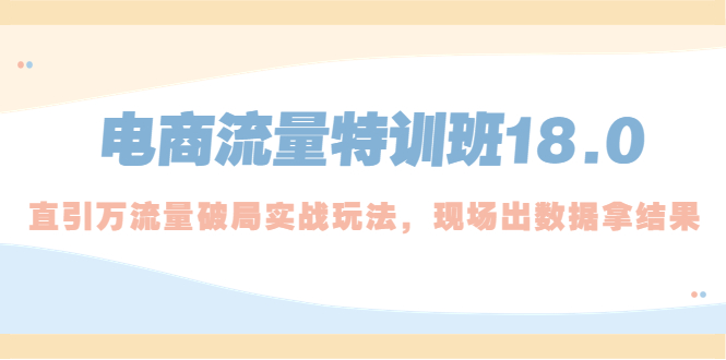 电商流量特训班18.0，直引万流量破局实操玩法，现场出数据拿结果