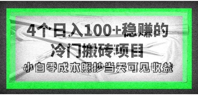 4个稳赚的冷门搬砖项目，每个项目日入100 小白零成本照抄当天可见收益