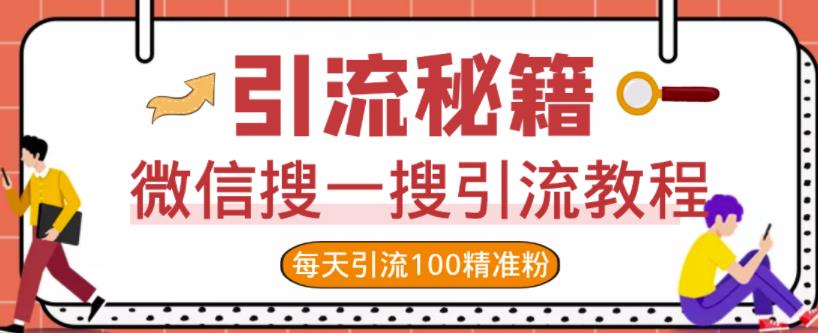 微信搜一搜引流教程，每天引流100精准粉【视频教程】