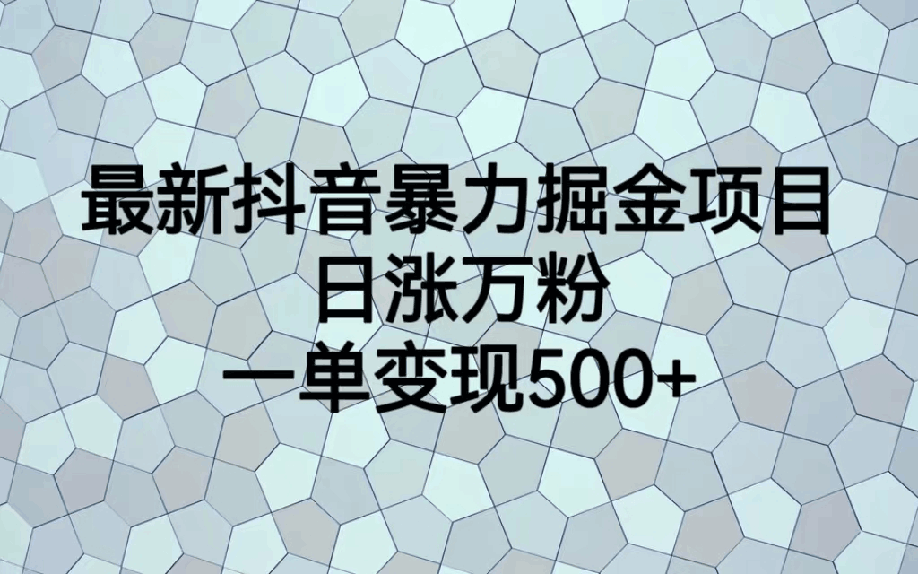 图片[1]-最火热的抖音暴力掘金项目，日涨万粉，多种变现方式，一单变现可达500+-淘金部落