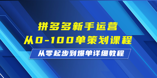 图片[1]-新手运营从0到100单，拼多多新手策划课程，从入门到爆单！-淘金部落