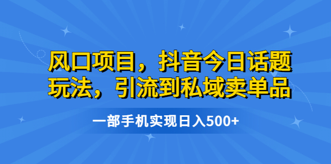 图片[1]-抖音今日话题玩法，轻松引流到私域卖单品，实现日入500-淘金部落