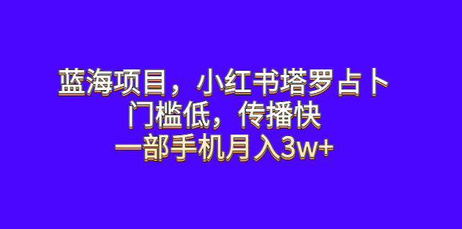 图片[1]-蓝海项目揭秘：小红书塔罗占卜，一部手机月入3w+，门槛低传播快！-淘金部落