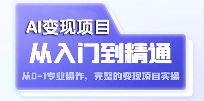 AI从入门到精通 从0-1专业操作，完整的变现项目实操（视频 文档）