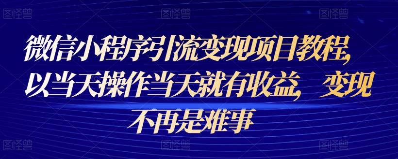 微信小程序引流变现项目教程，以当天操作当天就有收益，变现不再是难事