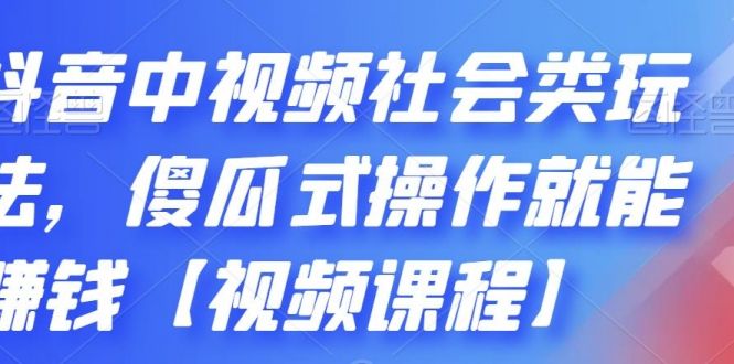 抖音中视频社会类玩法，傻瓜式操作就能赚钱【视频课程】