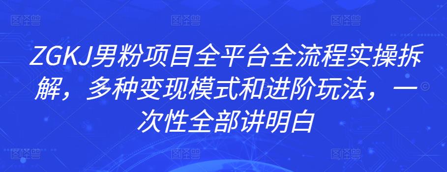 图片[1]-ZGKJ男粉项目全平台全流程实操拆解，多种变现模式和进阶玩法，一次性全部讲明白-淘金部落