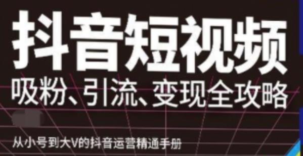 图片[1]-抖音视频号高级实操与理论课程：吸粉、引流、变现全攻略，从小号到大V的抖音运营精通手册-淘金部落