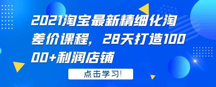 2021 最新淘宝精细化淘差价课程，28 天打造 1万+利润店铺