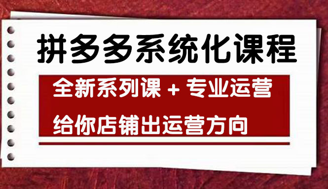 图片[1]-车神陪跑，拼多多系统化课程，全新系列课+专业运营给你店铺出运营方向-淘金部落