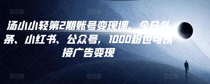 图片[1]-汤小小账号变现课第2期，今日头条、小红书、公众号，1000粉也可以接广告变现-淘金部落