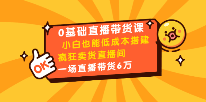 图片[1]-0基础直播带货课：小白也能低成本搭建疯狂卖货直播间：1场直播带货6万-淘金部落