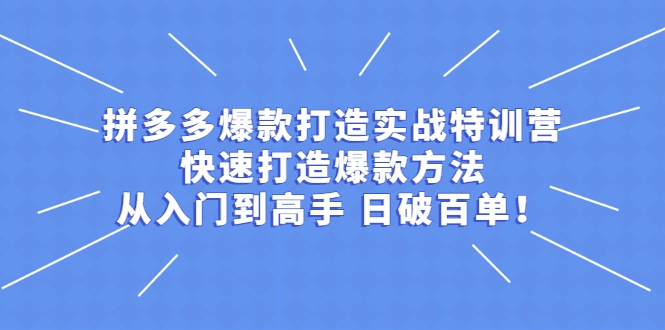 拼多多开店打造爆款实战教程，一套从新手到大师课程