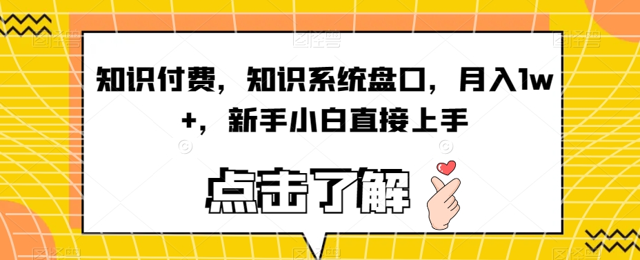 知识付费，知识系统盘口，月入1w ，新手小白直接上手