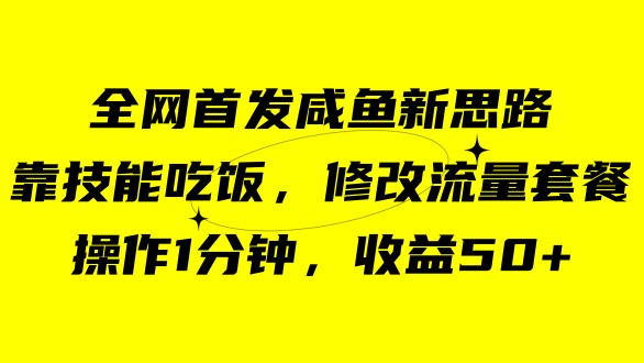 图片[1]-咸鱼冷门新玩法，靠“技能吃饭”，修改流量套餐，操作1分钟，收益50+-淘金部落