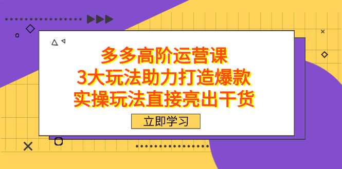 图片[1]-拼多多高阶运营课程，3大高效玩法助力打造畅销爆款，实操经验直击干货-淘金部落