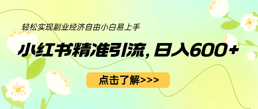 图片[1]-小红书精准引流，小白日入600+，轻松实现副业经济自由（教程+1153G资源）-淘金部落