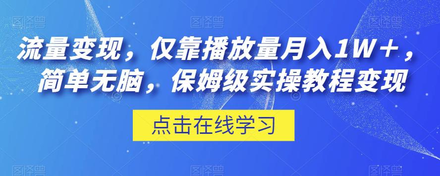 图片[1]-流量变现，仅靠播放量月入1W＋，简单无脑，保姆级实操教程【揭秘】-淘金部落