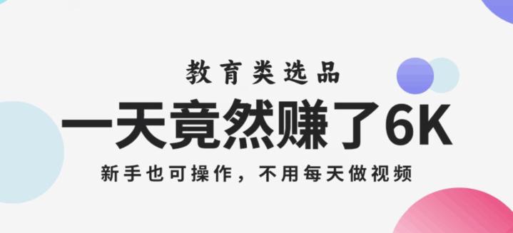 图片[1]-一天竟然赚了6000多，教育类选品，新手也可操作，更不用每天做短视频【揭秘】-淘金部落