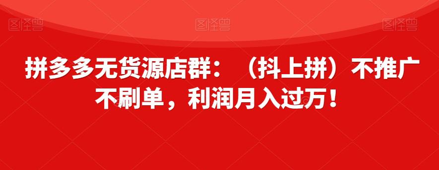 图片[1]-拼多多无货源店群：轻松月入过万，零推广零刷单！-淘金部落