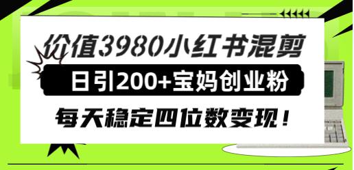 图片[1]-价值3980小红书混剪日引200+宝妈创业粉，每天稳定四位数变现！-淘金部落