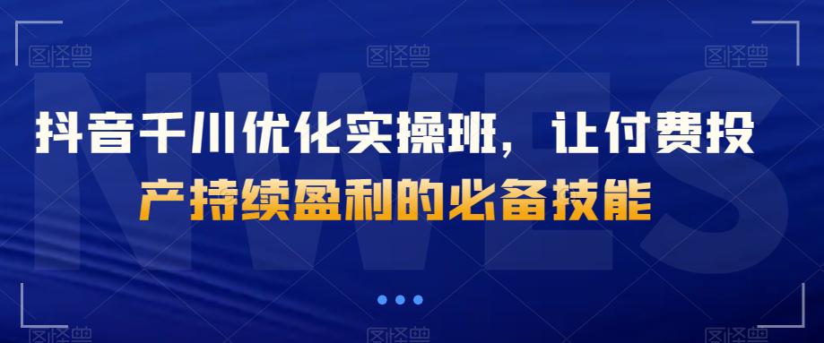 图片[1]-抖音付费千川优化实操班，让付费投产持续盈利的必备优化技巧-淘金部落