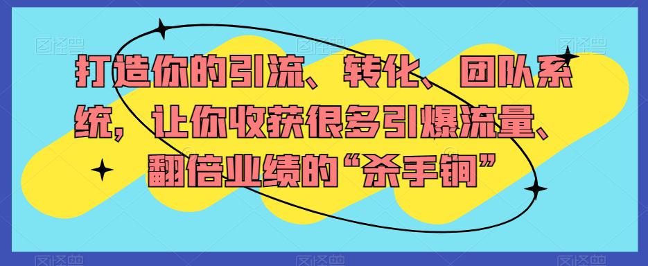 图片[1]-打造你的引流、转化、团队系统，让你收获很多引爆流量、翻倍业绩的“杀手锏”-淘金部落