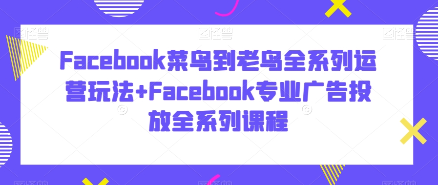 FACEBOOK菜鸟到老鸟全系列运营玩法 FACEBOOK专业广告投放全系列课程