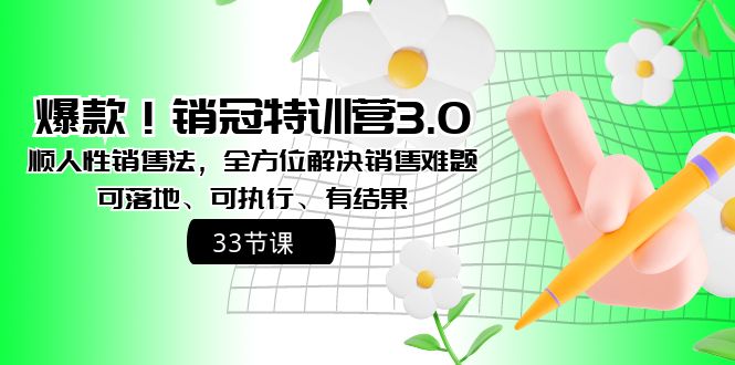 图片[1]-爆款！销冠特训营3.0之顺人性销售法，全方位解决销售难题、可落地、可执行、有结果-淘金部落