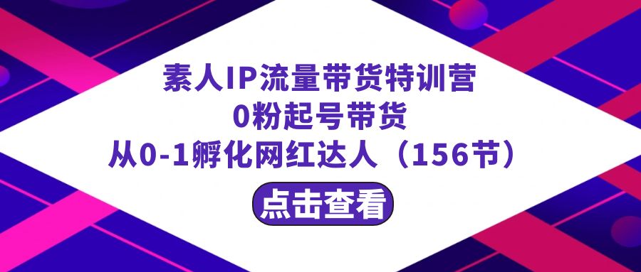 图片[1]-素人IP流量带货特训课程：零粉起号带货 从0-1孵化网红达人（156节）-淘金部落