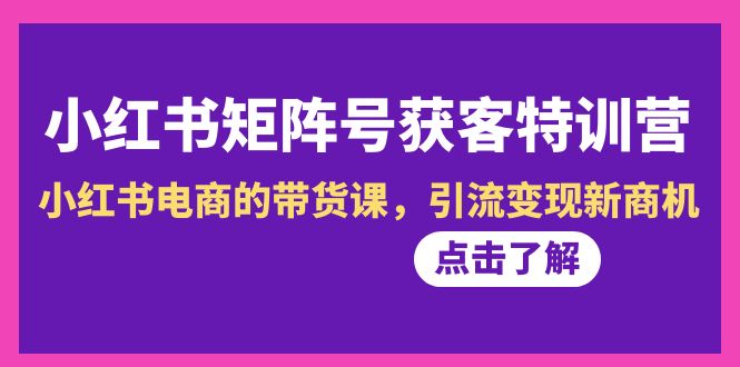 图片[1]-小红书矩阵号获客营-第10期，小红书电商的带货特训课，引流变现新商机-淘金部落