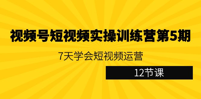 图片[1]-视频号短视频实操训练营第5期：7天学会短视频运营（12节课）-淘金部落