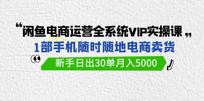 图片[1]-闲鱼电商运营全系统VIP实战课，1部手机随时随地卖货，新手日出30单月入5000-淘金部落