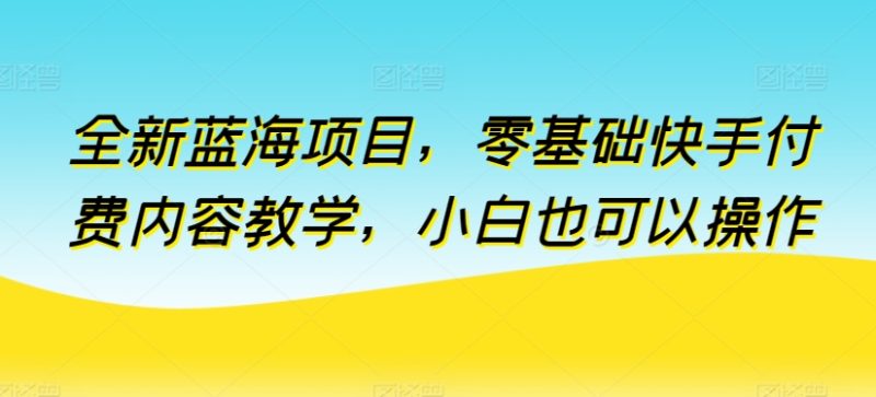 全新蓝海项目，零基础快手付费内容教学，小白也可以操作【揭秘】 -1