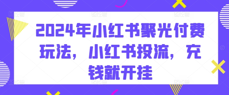 2024小红书投流：聚光付费攻略，解锁流量变现新姿势 -1