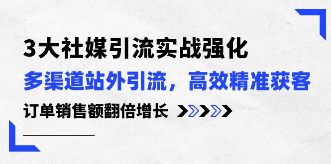 图片[1]-3大社媒引流实操强化，多渠道站外引流/高效精准获客/订单销售额翻倍增长-淘金部落