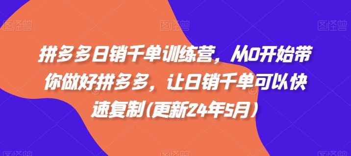 拼多多日销千单训练营：从零基础到高手的进阶指南(更新24年5月) -1