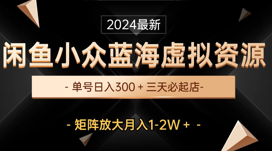 图片[1]-闲鱼蓝海项目：小众虚拟资源，三天必起店，轻松日入300+-淘金部落