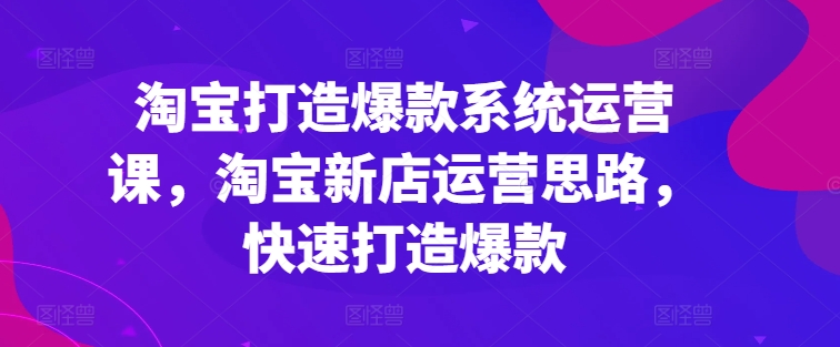 淘宝打造爆款系统运营课，淘宝新店运营思路，快速打造爆款 -1