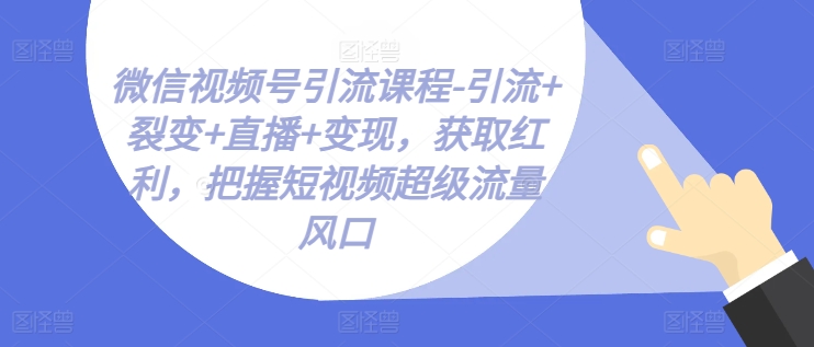 微信视频号引流课程-引流 裂变 直播 变现，获取红利，把握短视频超级流量风口 -1