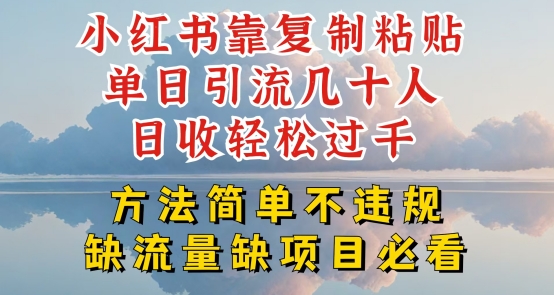 小红书靠复制粘贴单日引流几十人目收轻松过千，方法简单不违规【揭秘】 -1