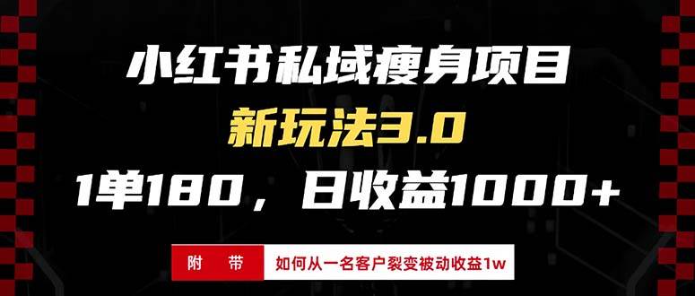 小红书瘦身项目3.0模式，新手小白日赚收益1000+（附从一名客户裂变收益… -1